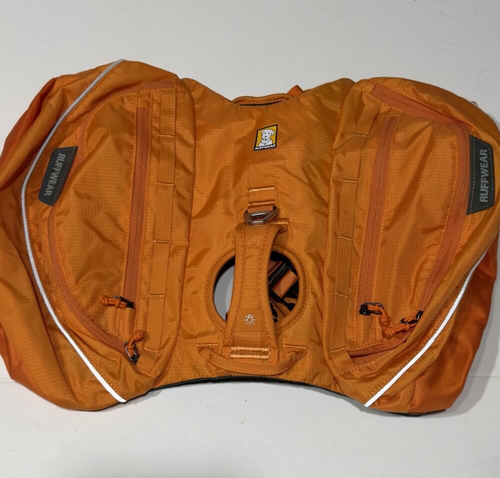 Ruffwear Approach Dog Pack Size Medium Orange Hiking Backpack Harness Pockets